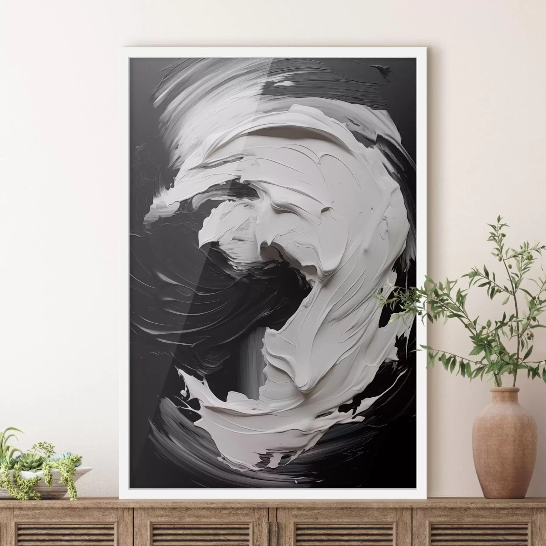 Fototapeta Abstrakcyjne czarno-białe pociągnięcia pędzla o wyrazistej fakturze f48333