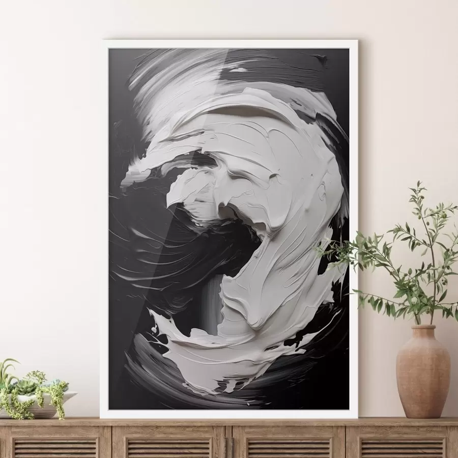 Fototapeta Abstrakcyjne czarno-białe pociągnięcia pędzla o wyrazistej fakturze f48333