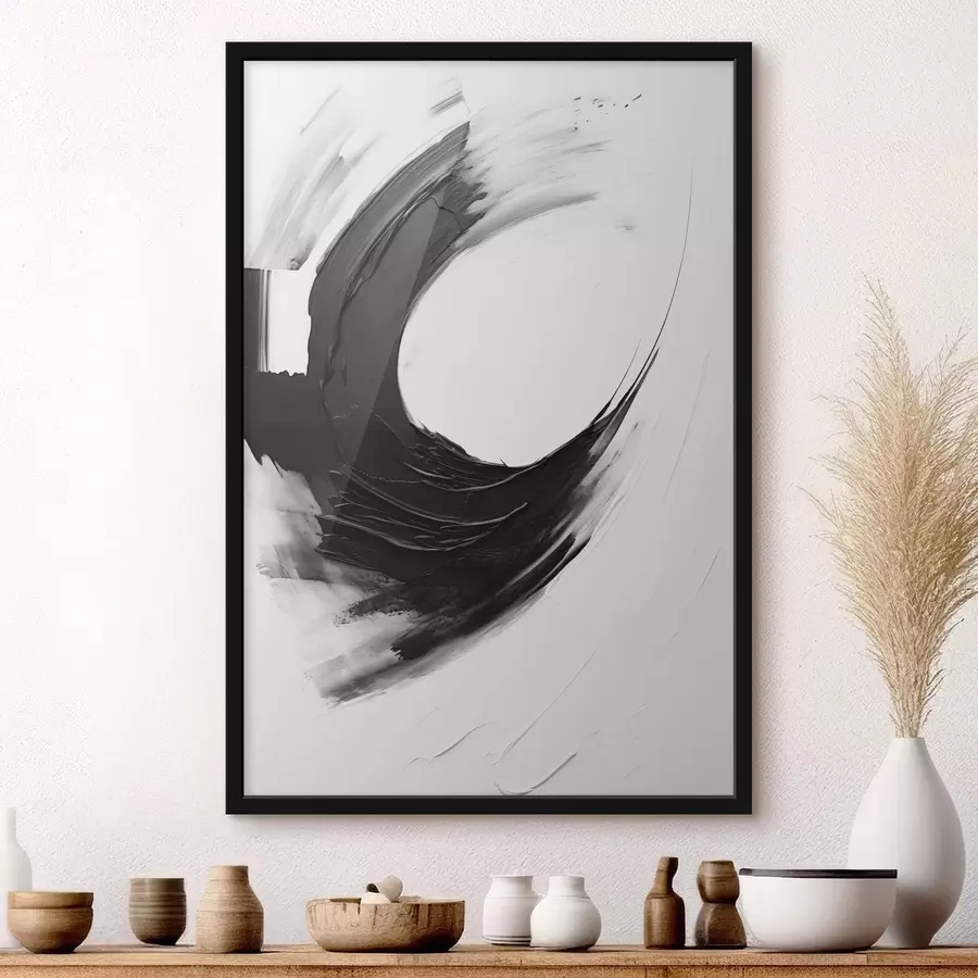 Fototapeta Abstrakcyjny czarny pociągnięcie pędzla na jasnym tle f48340