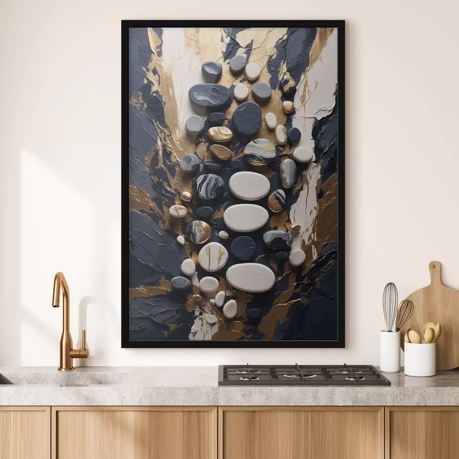 Fototapeta Kompozycja z abstrakcyjnych kamieni w ciemnoniebieskiej tonacji f48357