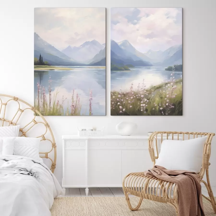 Obraz Jezioro w pobliżu gór imitacja malarstwa m30248