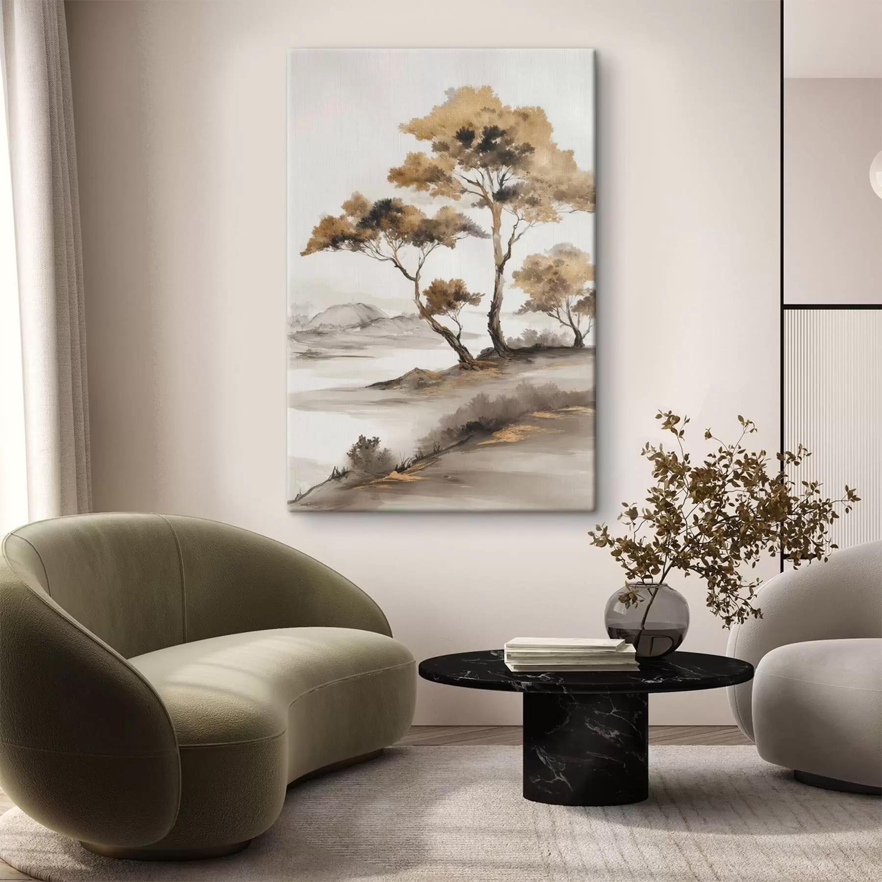 Obraz Abstrakcyjny pejzaż z drzewami s48512