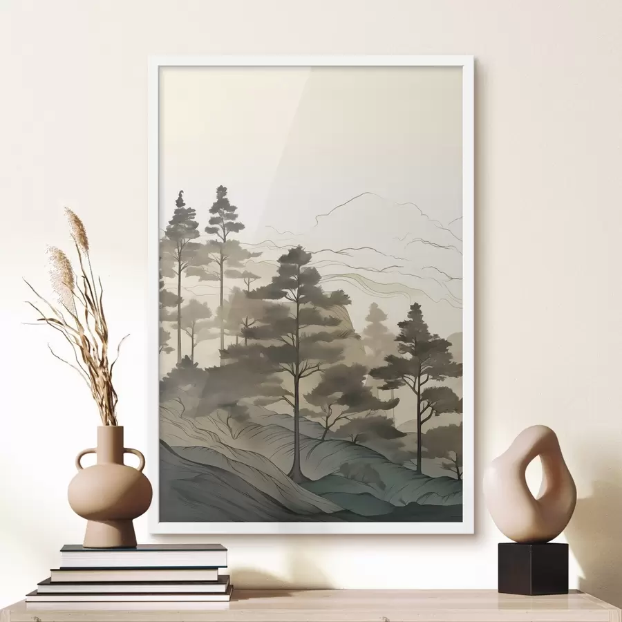 Fototapeta Mglisty las o świcie f48539