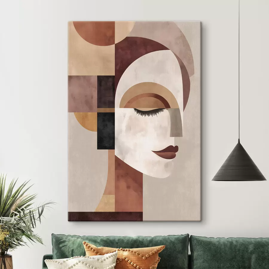 Obraz abstrakcyjna twarz kobiety widziana z profilu s48523