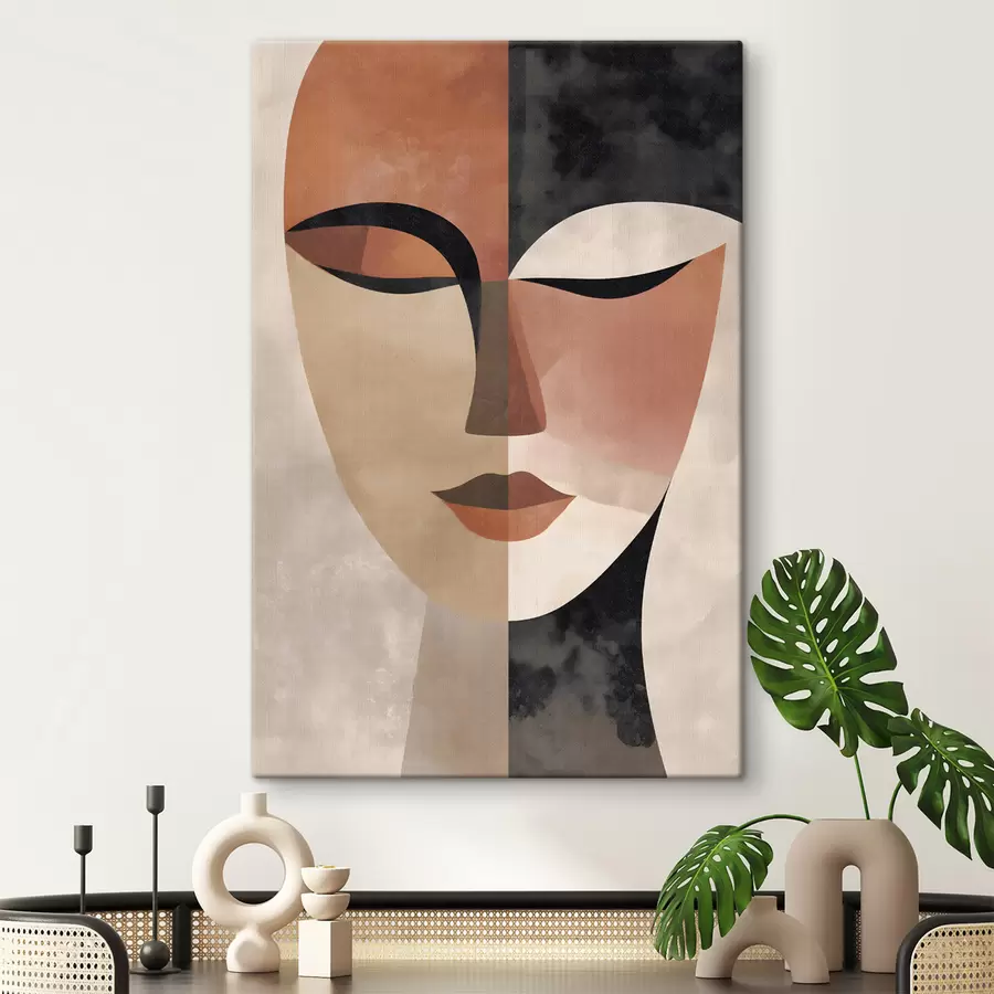 Obraz abstrakcyjna twarz kobiety widziana z profilu s48524