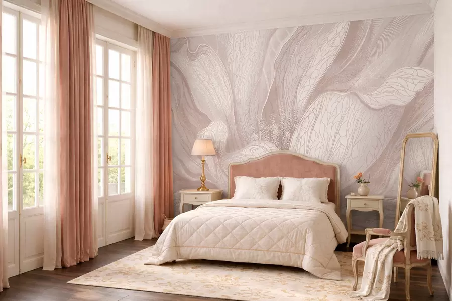 Fototapeta Abstrakcyjny kwiat w jasnobeżowych odcieniach w05119