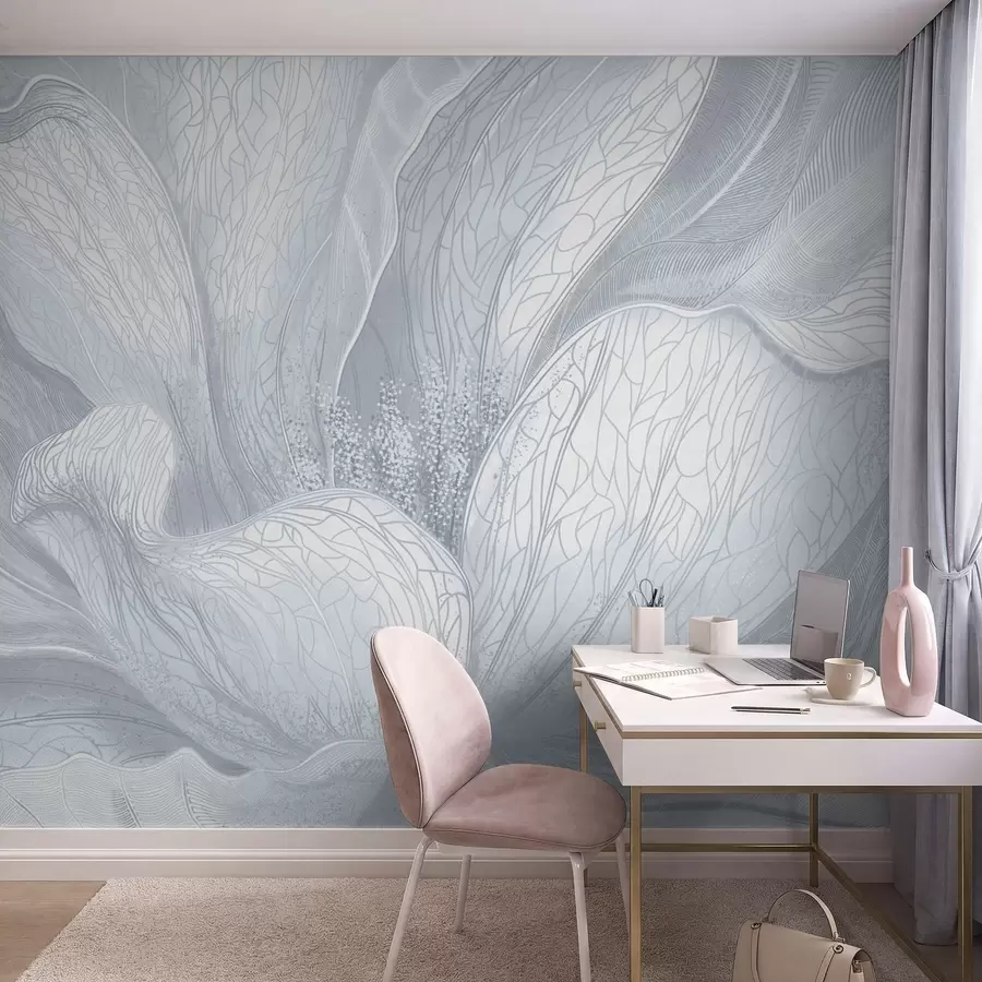 Fototapeta Abstrakcyjny kwiat w chłodnych odcieniach błękitu w05119v2