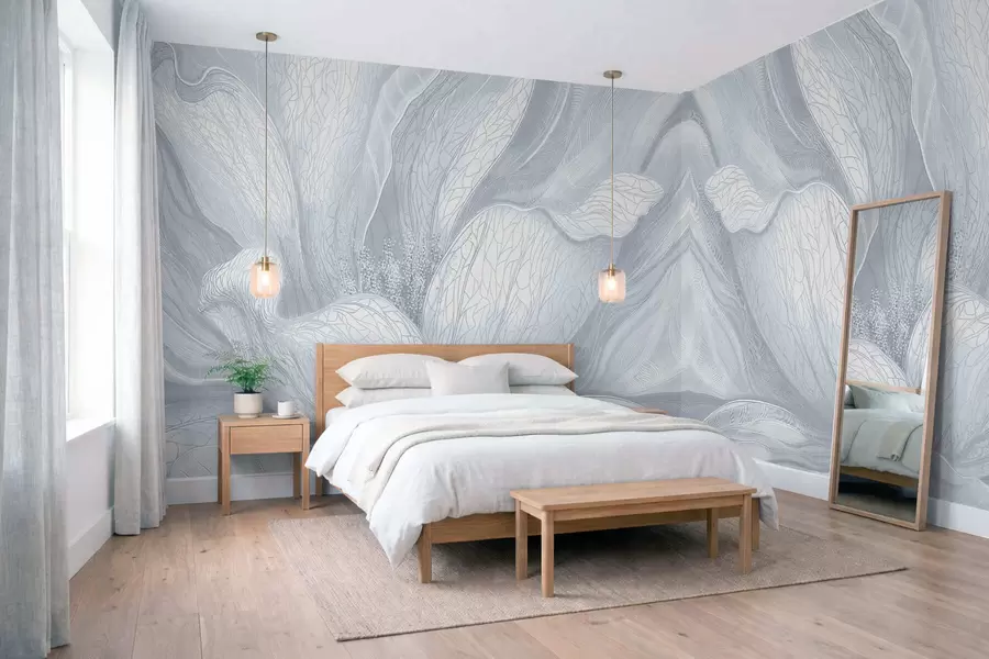 Fototapeta Abstrakcyjny kwiat w chłodnych odcieniach błękitu w05119v2