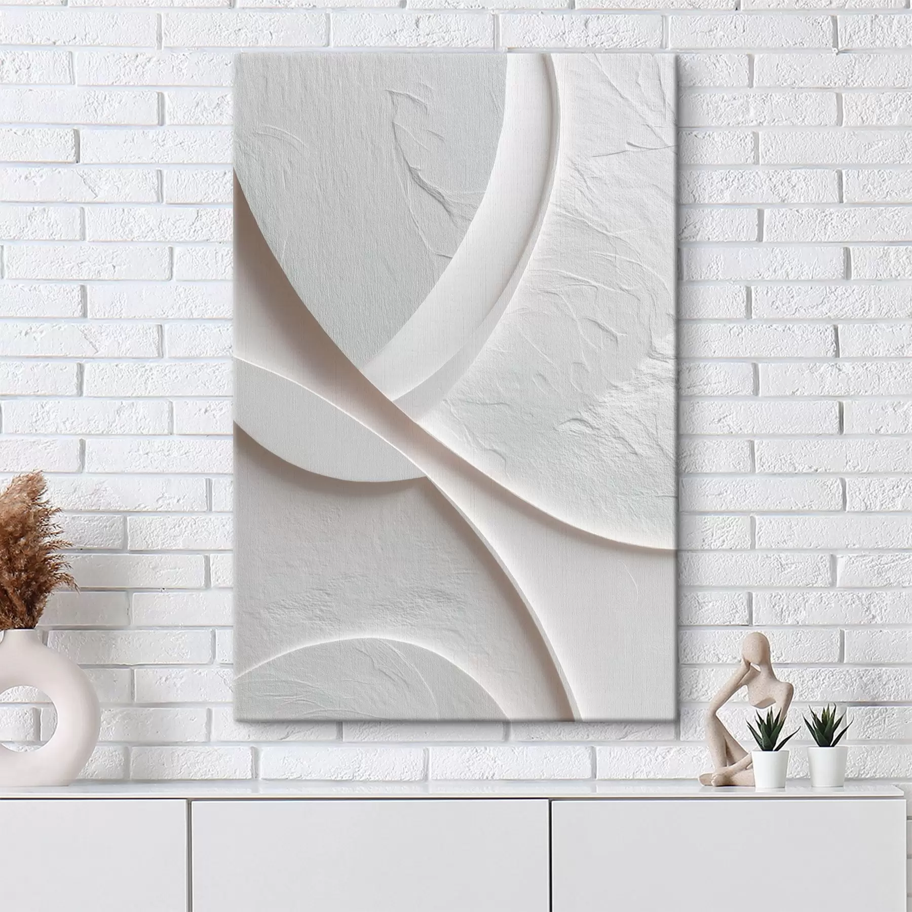 Obraz Panel dekoracyjny o płynnych liniach i fakturze kamienia na jasnym tle s48192