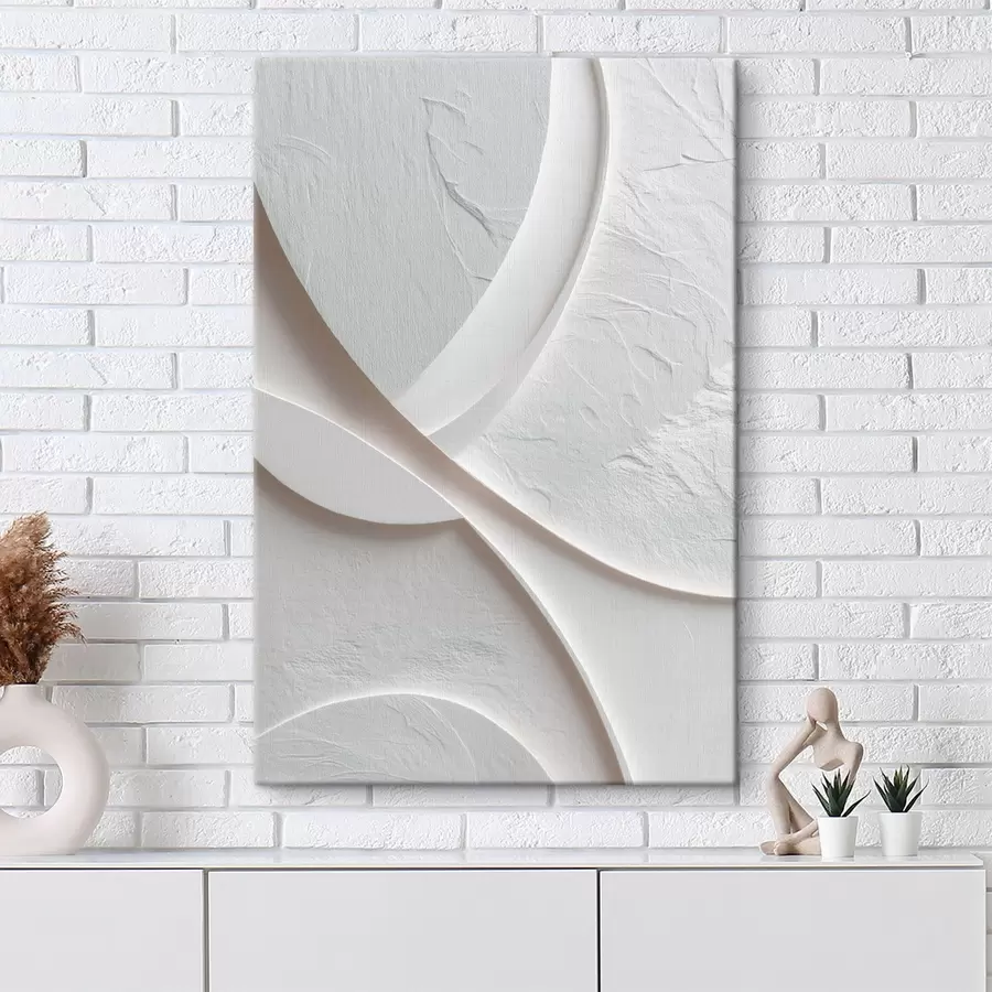 Obraz Panel dekoracyjny o płynnych liniach i fakturze kamienia na jasnym tle s48192