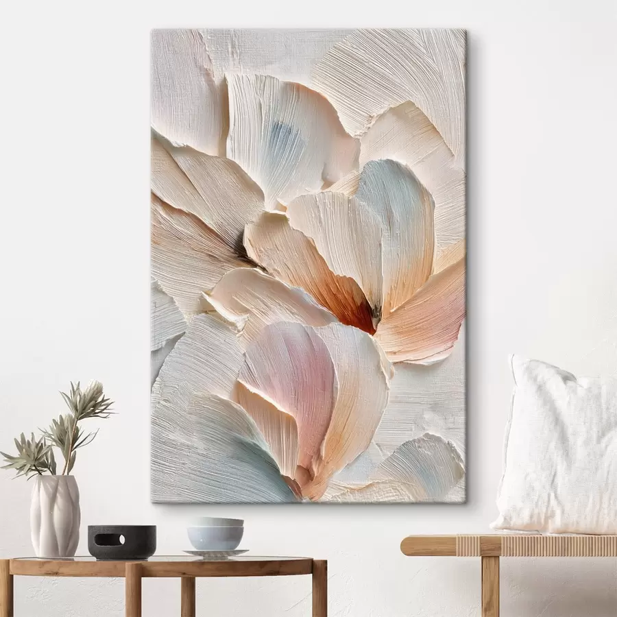 Obraz Stylizowana kompozycja z efektem grubych pociągnięć pędzla na jasnym tle s48200