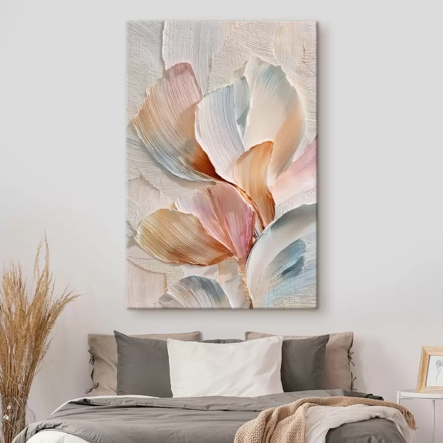 Obraz Stylizowana kompozycja z efektem grubych pociągnięć pędzla na jasnym tle s48203