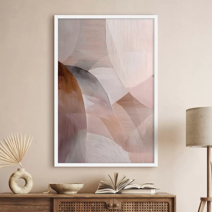 Fototapeta Geometryczna abstrakcja w ciepłej brzoskwiniowej kolorystyce w stylu plakatu artystycznego f48189