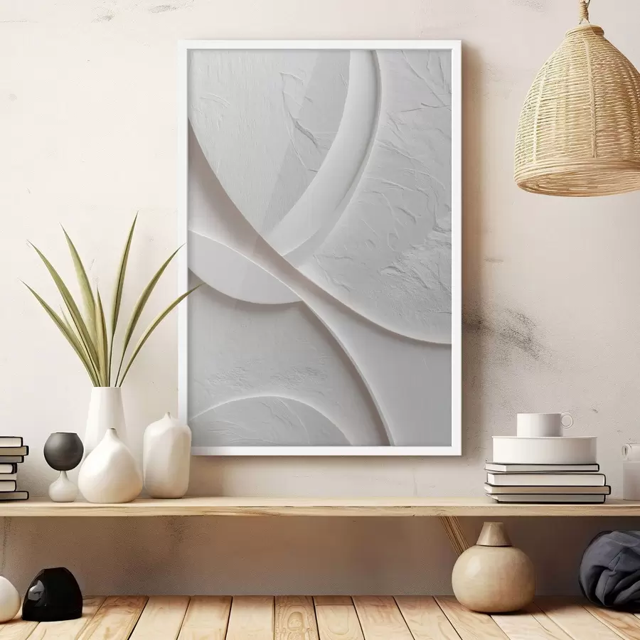Fototapeta Panel dekoracyjny o płynnych liniach i fakturze kamienia na jasnym tle f48192