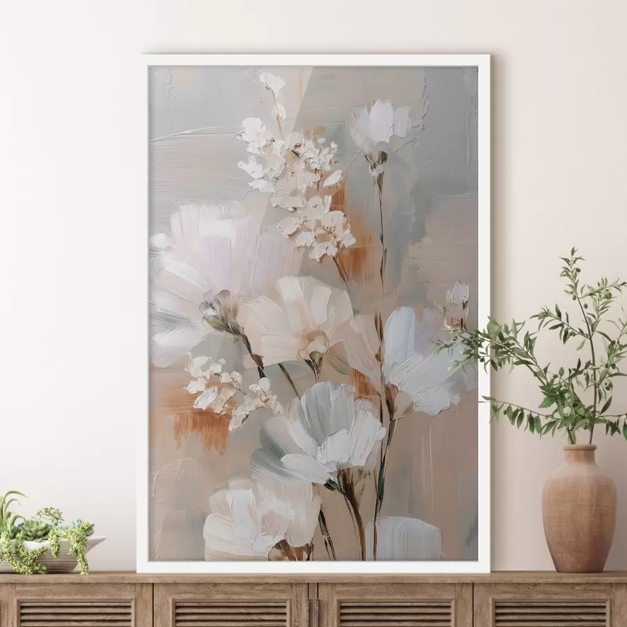 Fototapeta Kompozycja kwiatowa w pastelowych barwach w stylu malarstwa olejnego f48194