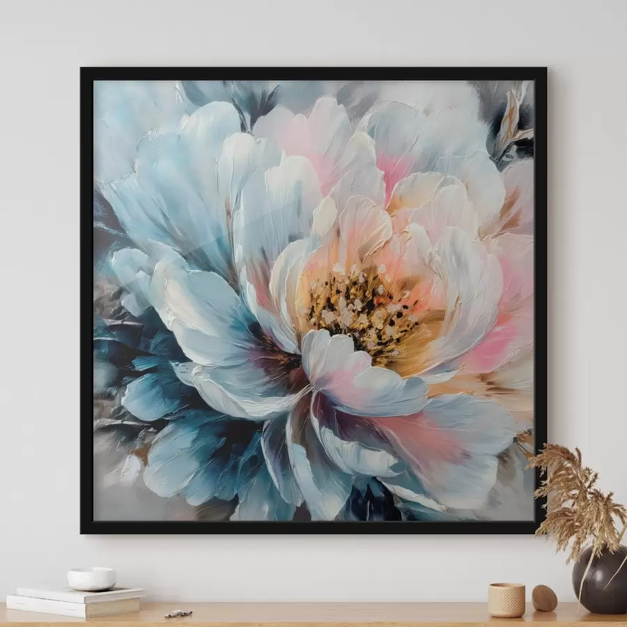 Fototapeta Duża piwonia namalowana wyrazistymi, fakturalnymi pociągnięciami pędzla w stylu współczesnym f48197