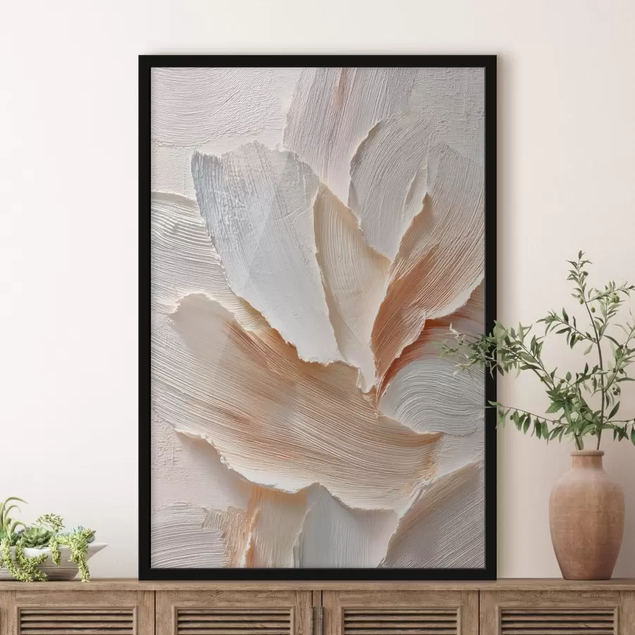 Fototapeta Kompozycja abstrakcyjna utrzymana w jasnej tonacji z wyraźną fakturą pociągnięć pędzla f48199