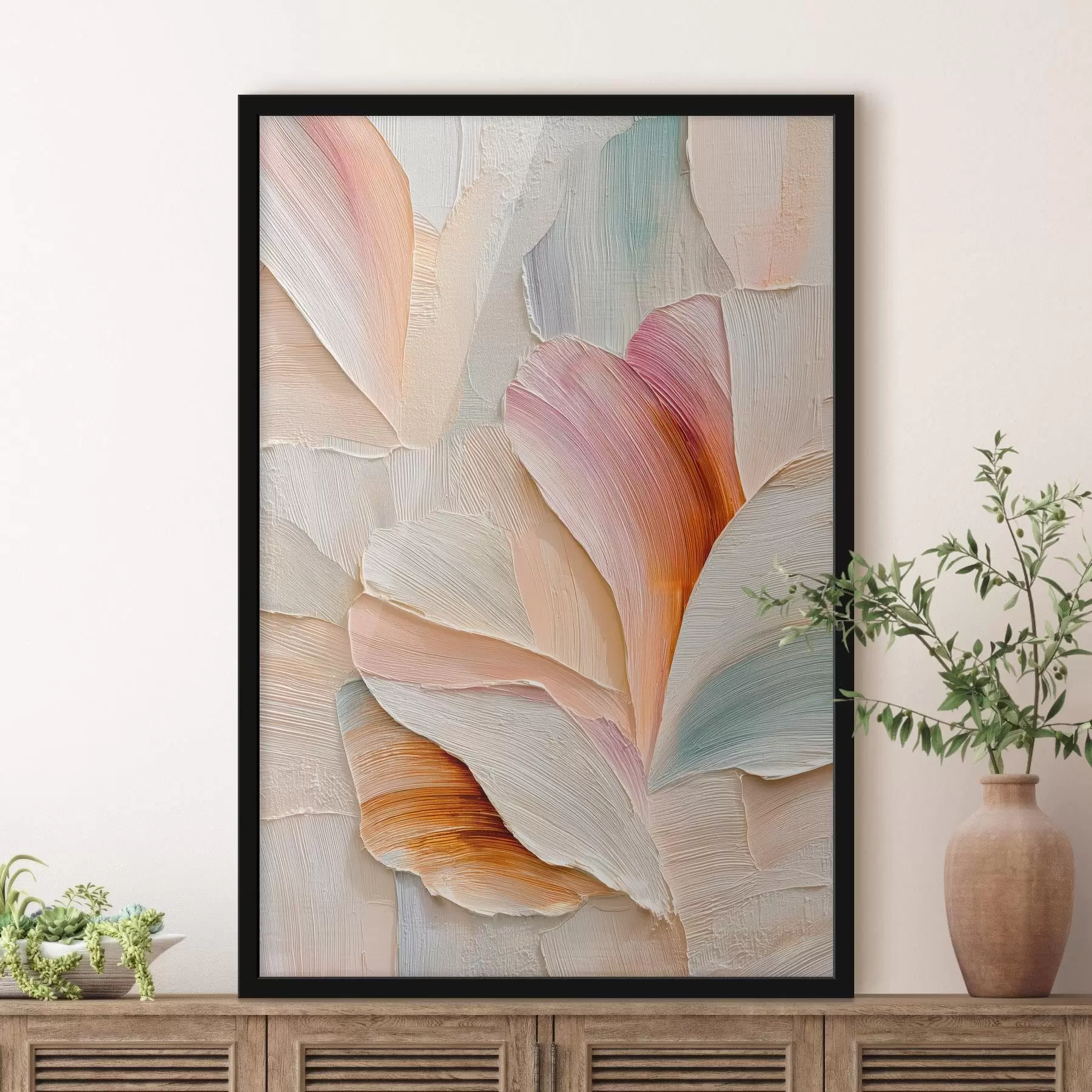 Fototapeta Ilustracja artystyczna z trójwymiarowymi płatkami w stylu współczesnego malarstwa f48201