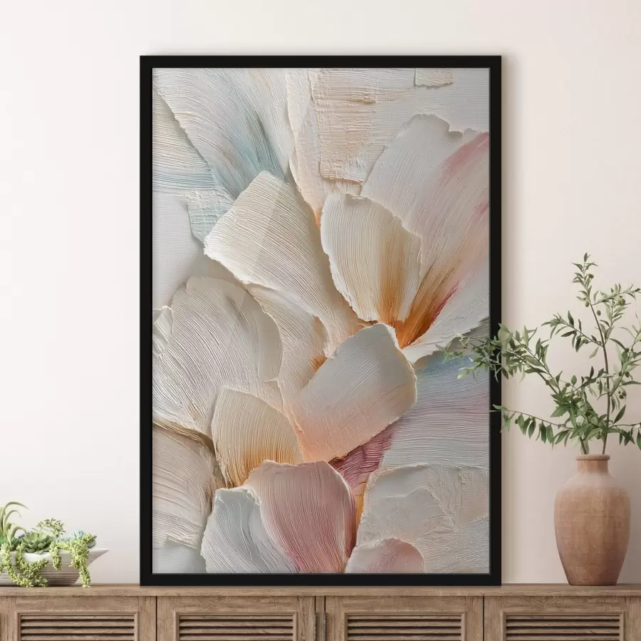 Fototapeta Abstrakcyjna kompozycja kwiatowa w jasnych odcieniach, utrzymana w stylu malarstwa olejnego f48204