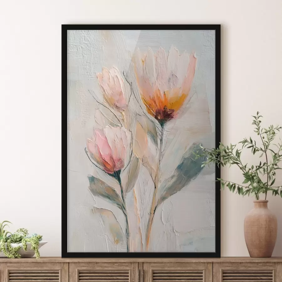 Fototapeta Bukiet kwiatów protei z efektem grubych pociągnięć pędzla f48206