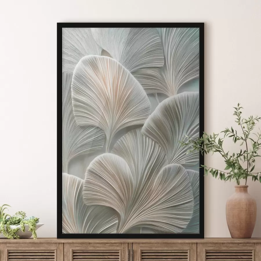 Fototapeta Ilustracja artystyczna z wytłoczonymi liśćmi w nowoczesnym stylu płaskorzeźby f48210