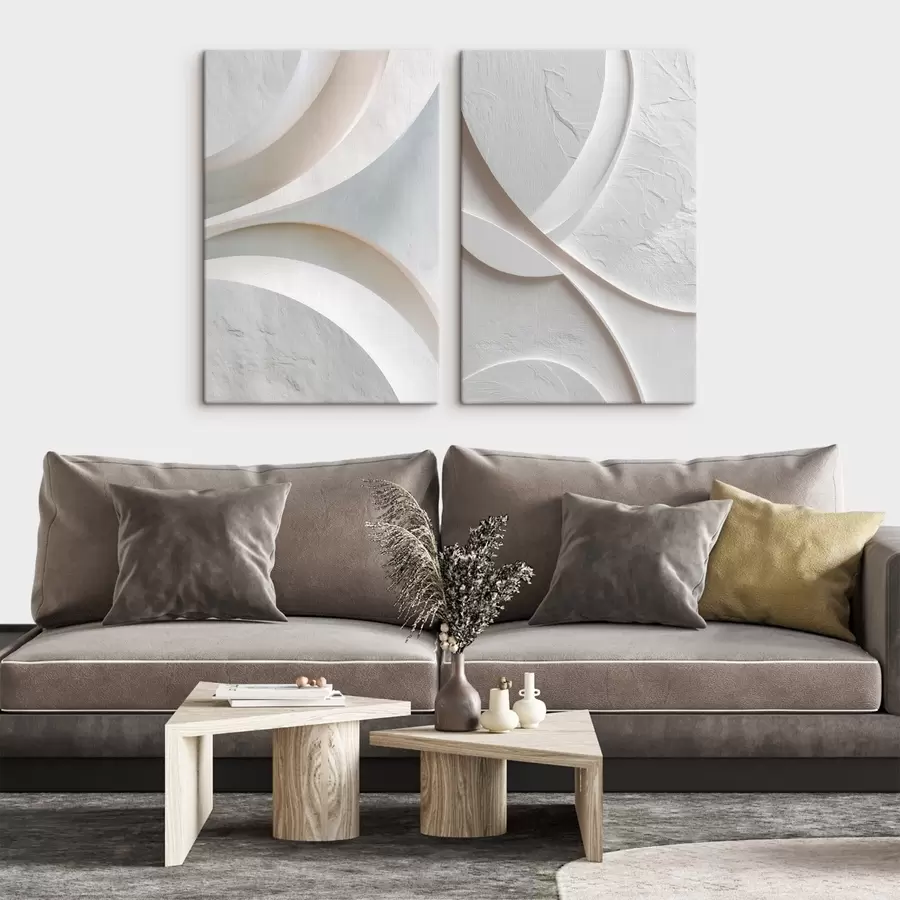 Obraz Kompozycja abstrakcyjna o płynnych liniach i fakturze kamienia, utrzymana w stylu współczesnego płaskorzeźby m30136