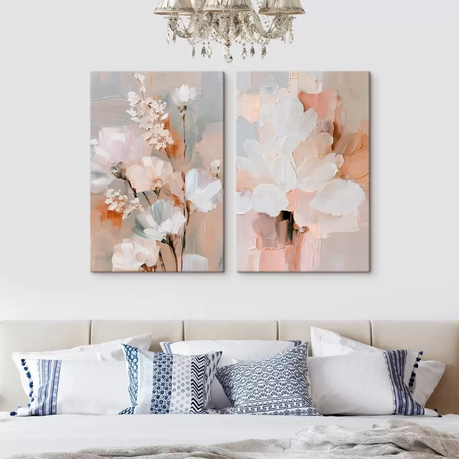 Obraz Abstrakcyjne, jasne kwiaty z wyrazistymi pociągnięciami pędzla w stylu sztuki współczesnej m30137