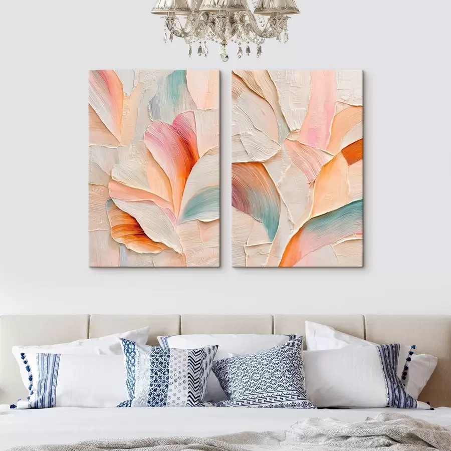 Obraz Ozdobne płatki z trójwymiarowymi pociągnięciami pędzla w stylu sztuki współczesnej m30139