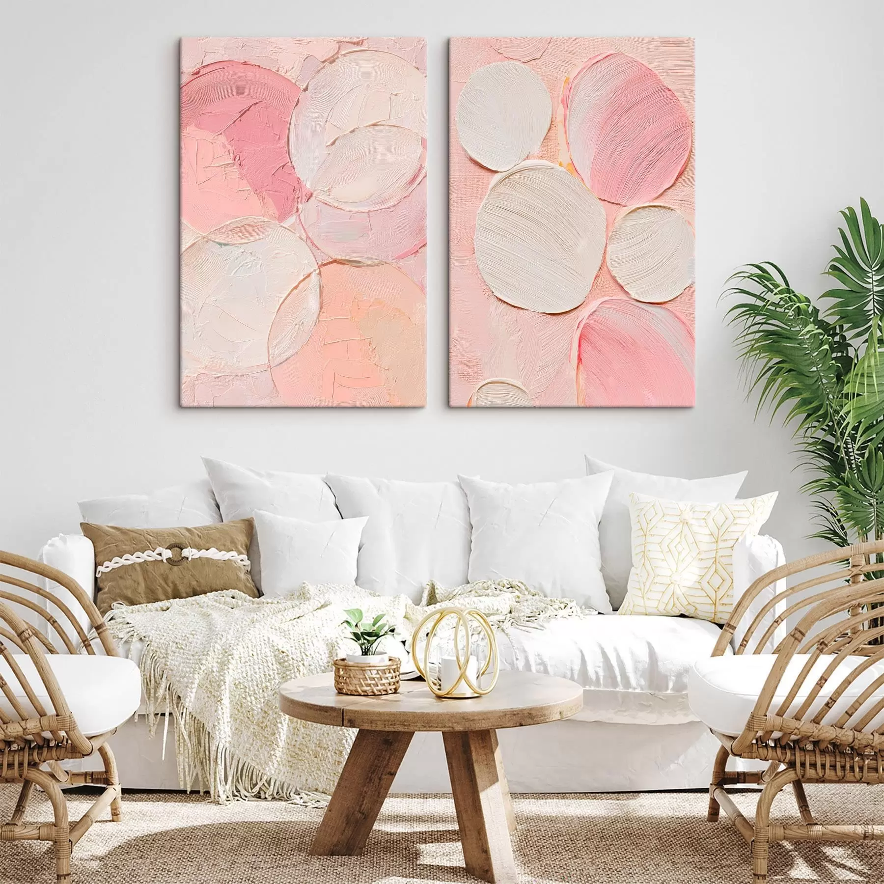 Obraz Harmonia zaokrąglonych kształtów i delikatnych barw w stylu artystycznym m30141