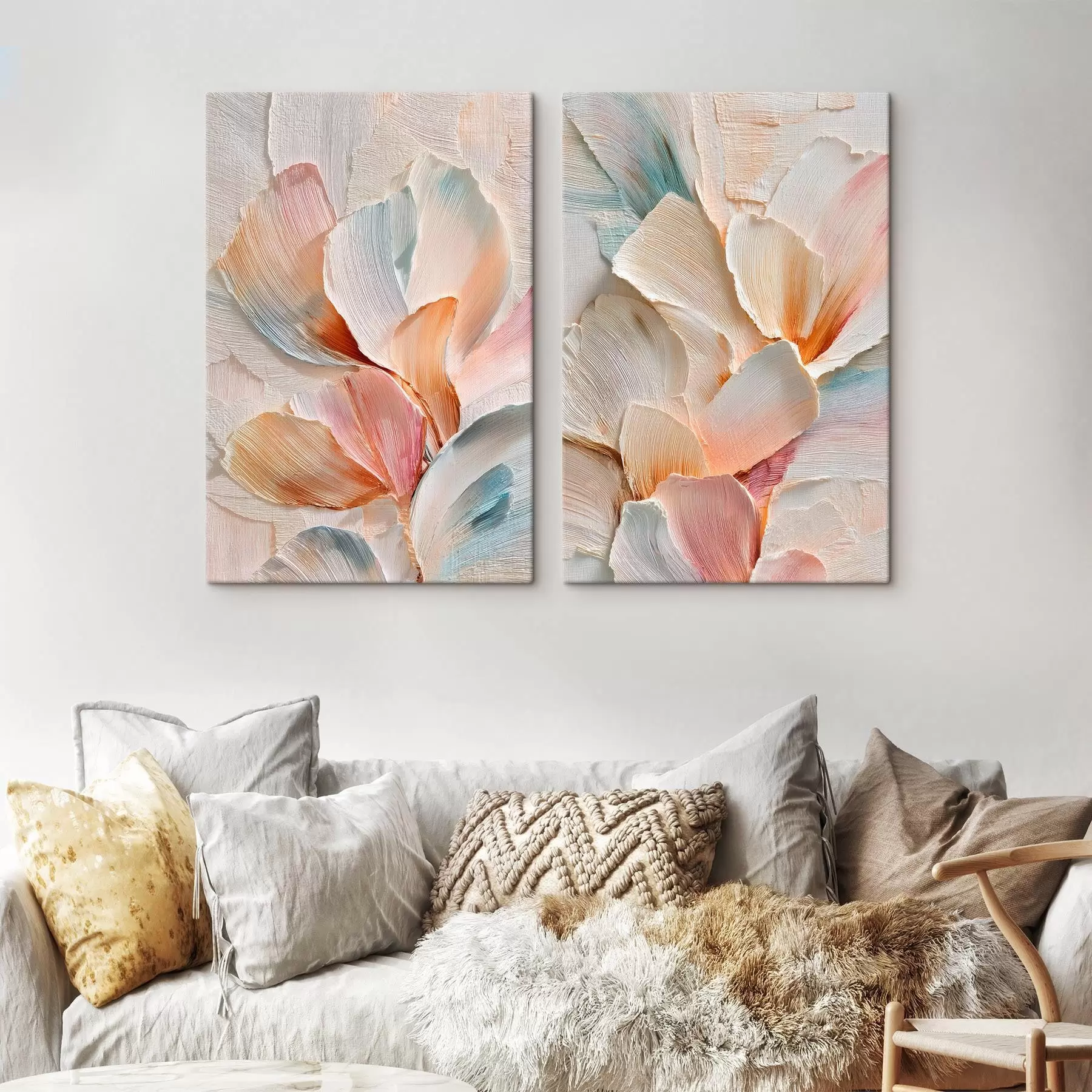 Obraz Objętościowe, dekoracyjne płatki o wyraźnej fakturze w stylu sztuki współczesnej m30144