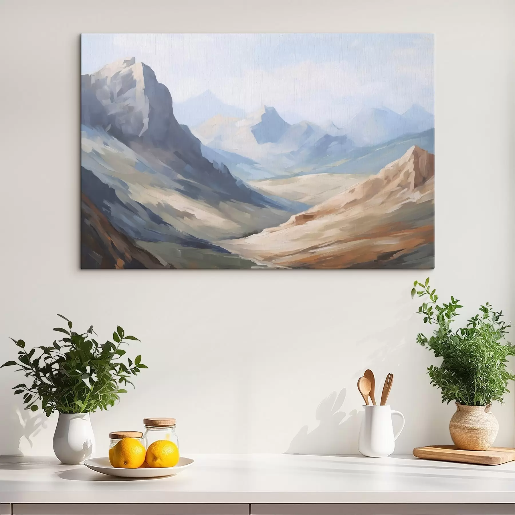 Obraz Górski krajobraz imitujący malarstwo s48589