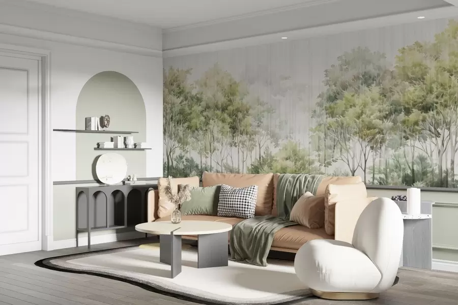 Fototapeta Lśniący las i linie w05442