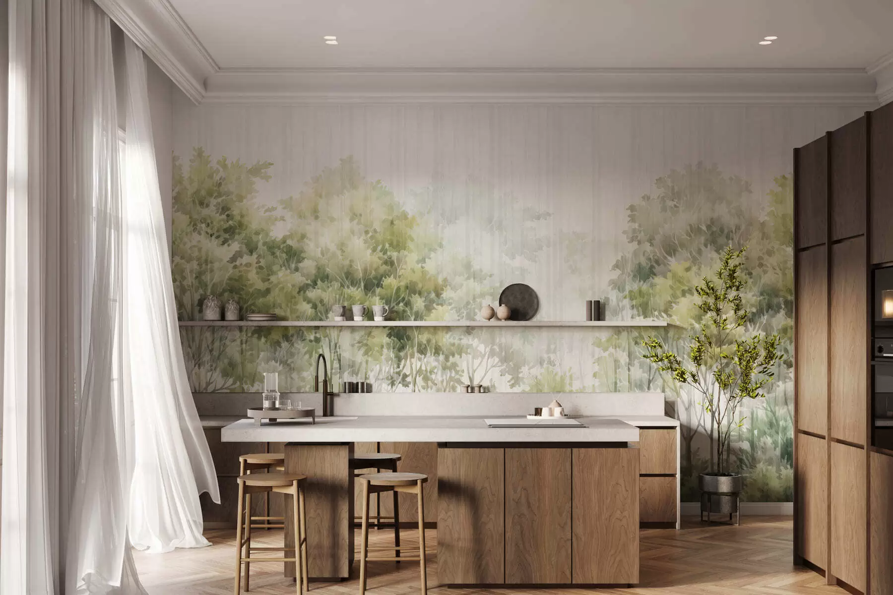 Fototapeta Lśniący las i linie w05442