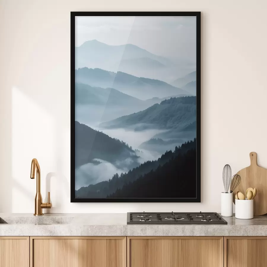 Fototapeta Zamglone góry, błękitny krajobraz f48567