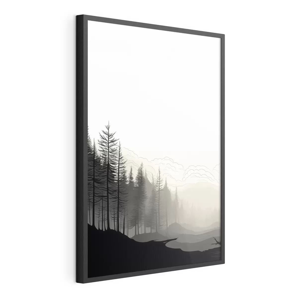 Plakat Las we mgle, minimalistyczny f48574