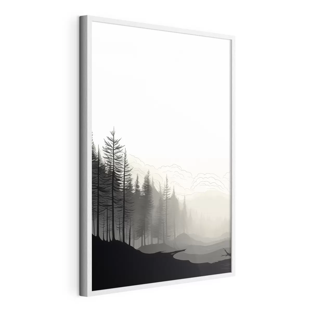 Plakat Las we mgle, minimalistyczny f48574