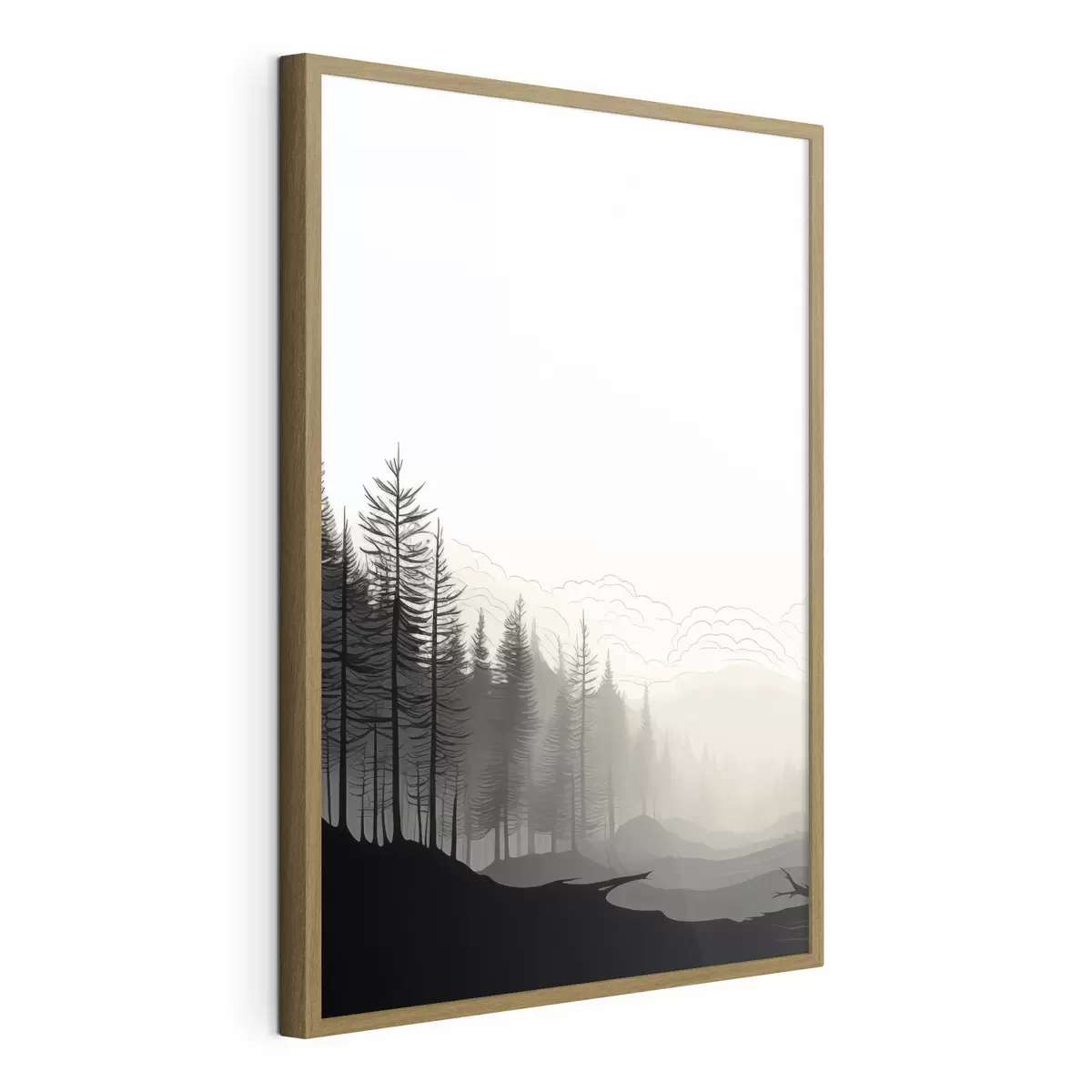 Plakat Las we mgle, minimalistyczny f48574