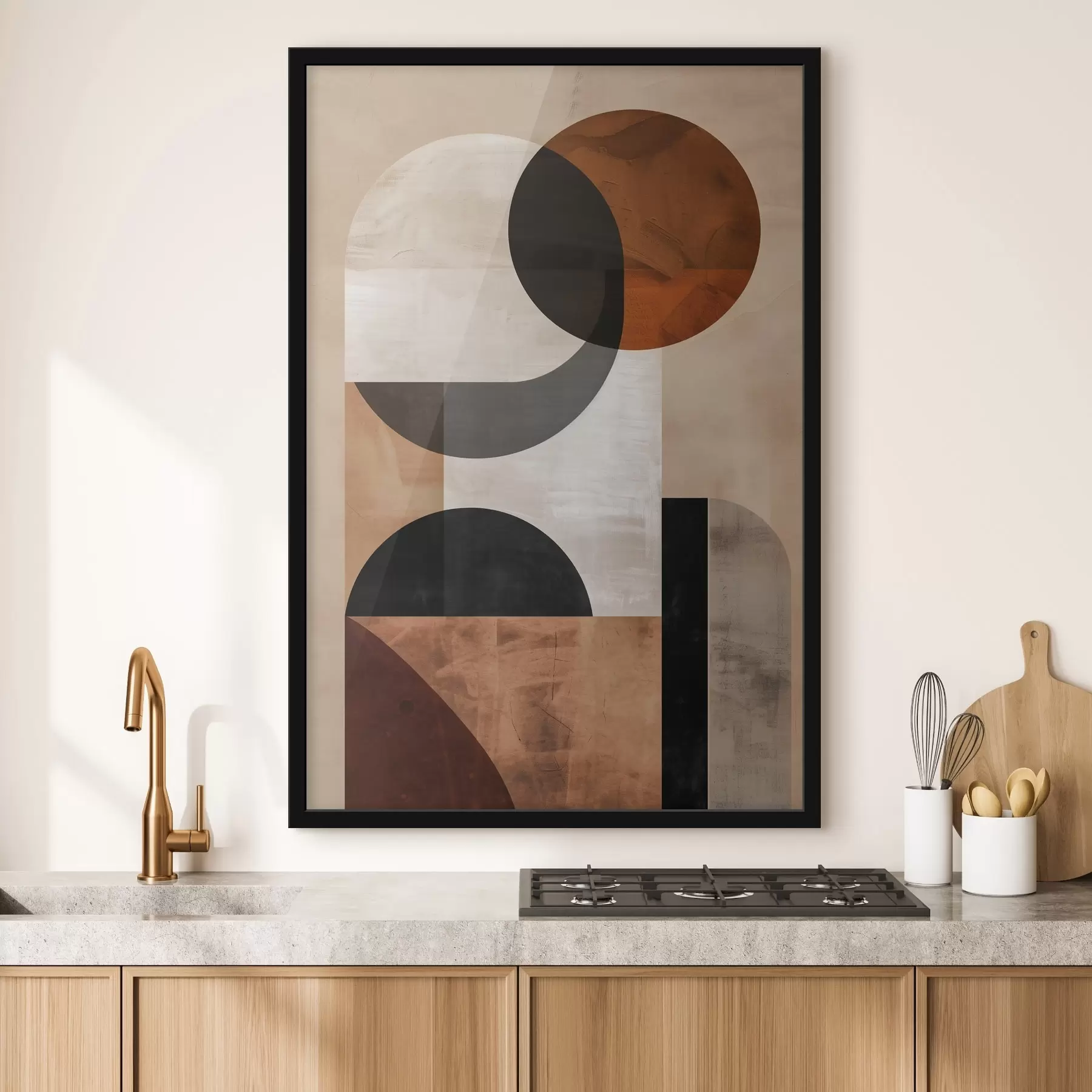 Fototapeta Abstrakcja geometryczna, beż i czerń f48583