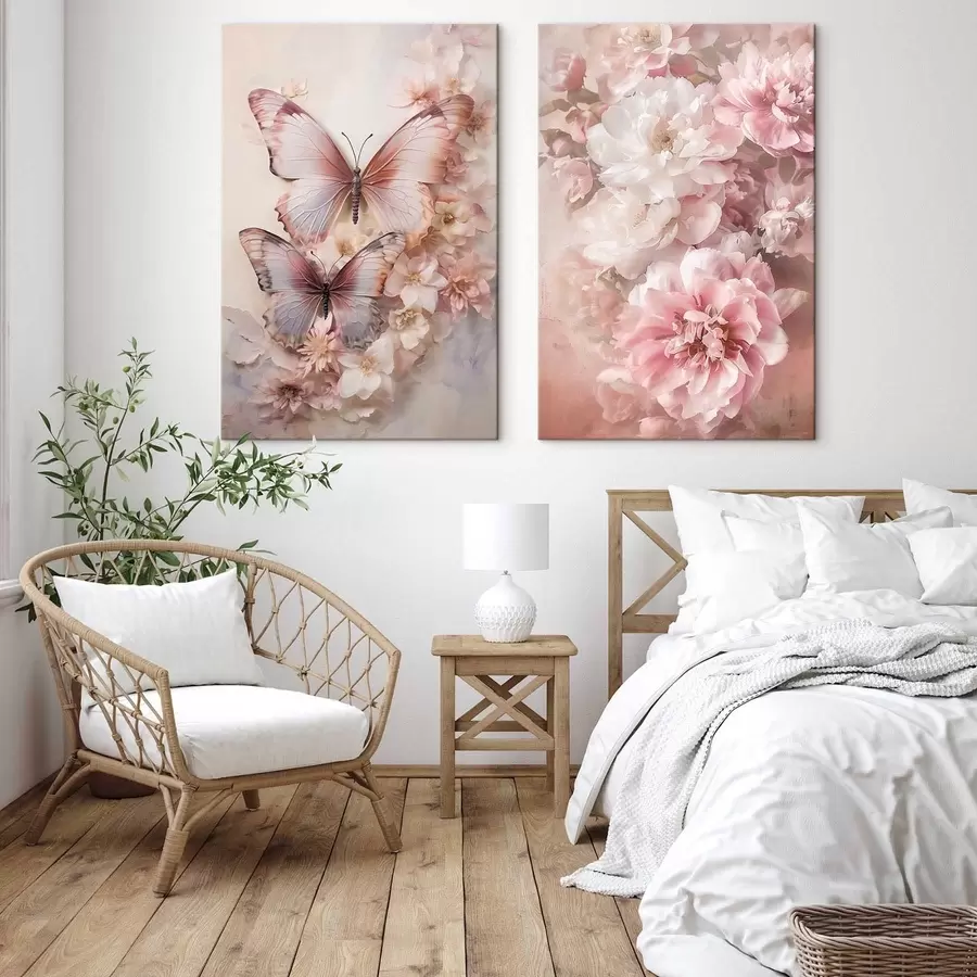 Obraz Różowe kwiaty, styl romantyczny m30268