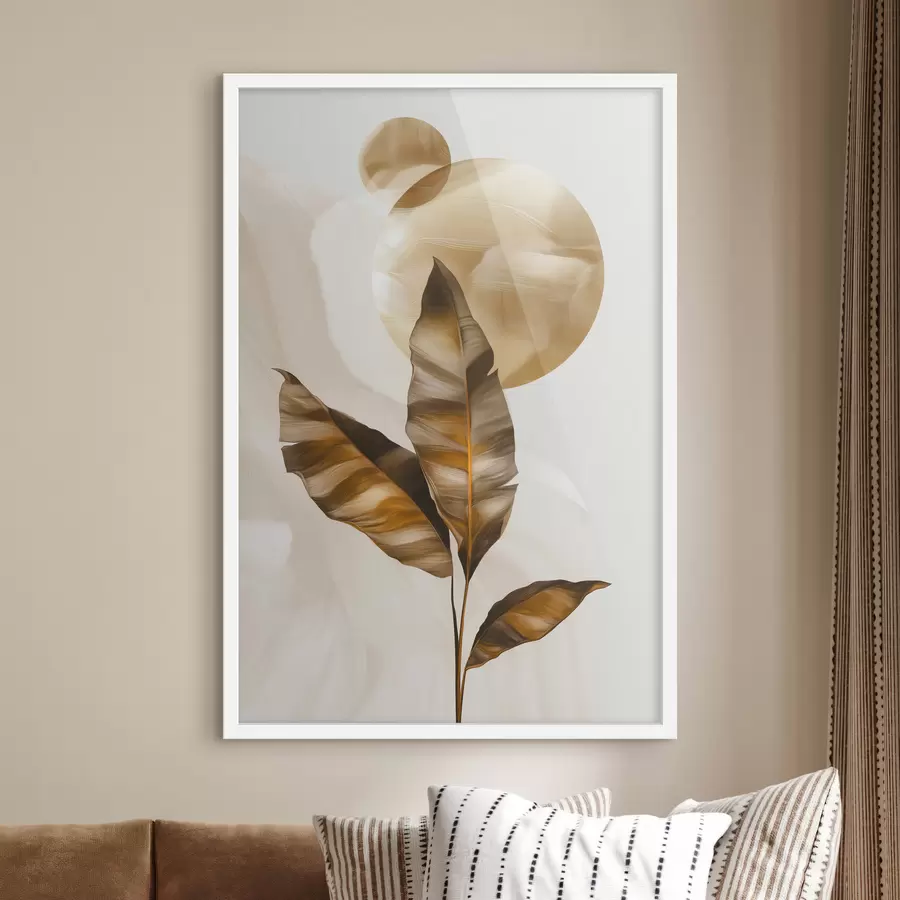 Fototapeta Abstrakcyjna kompozycja z liści i okręgów f48614