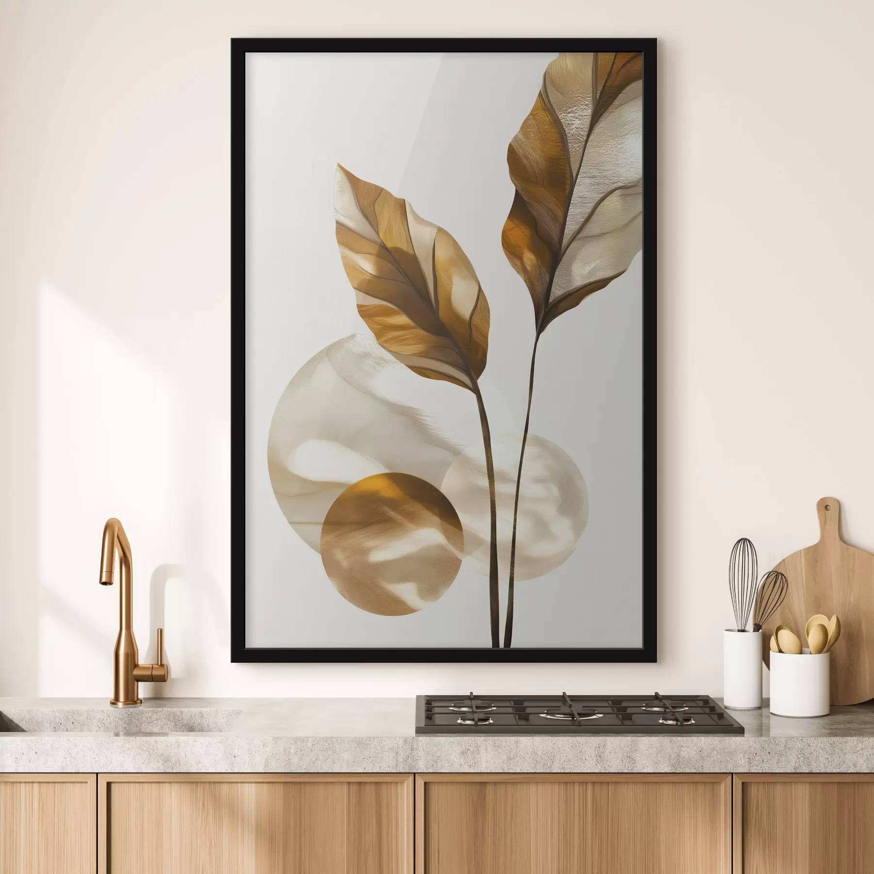 Fototapeta Abstrakcyjna kompozycja z liści i okręgów f48615