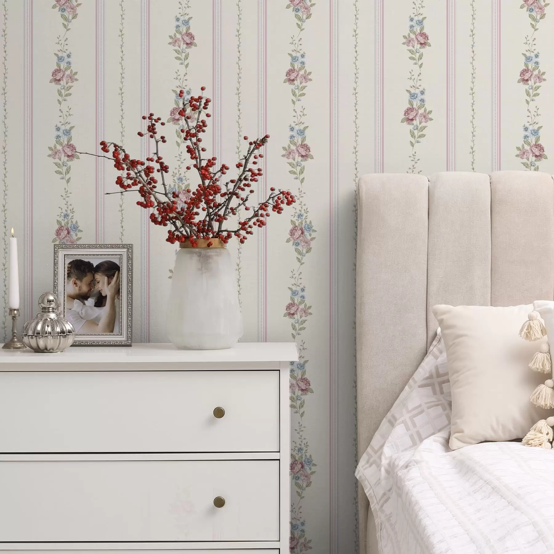 Fototapeta Kwiatowy wzór w paski w delikatnych kolorach a01130