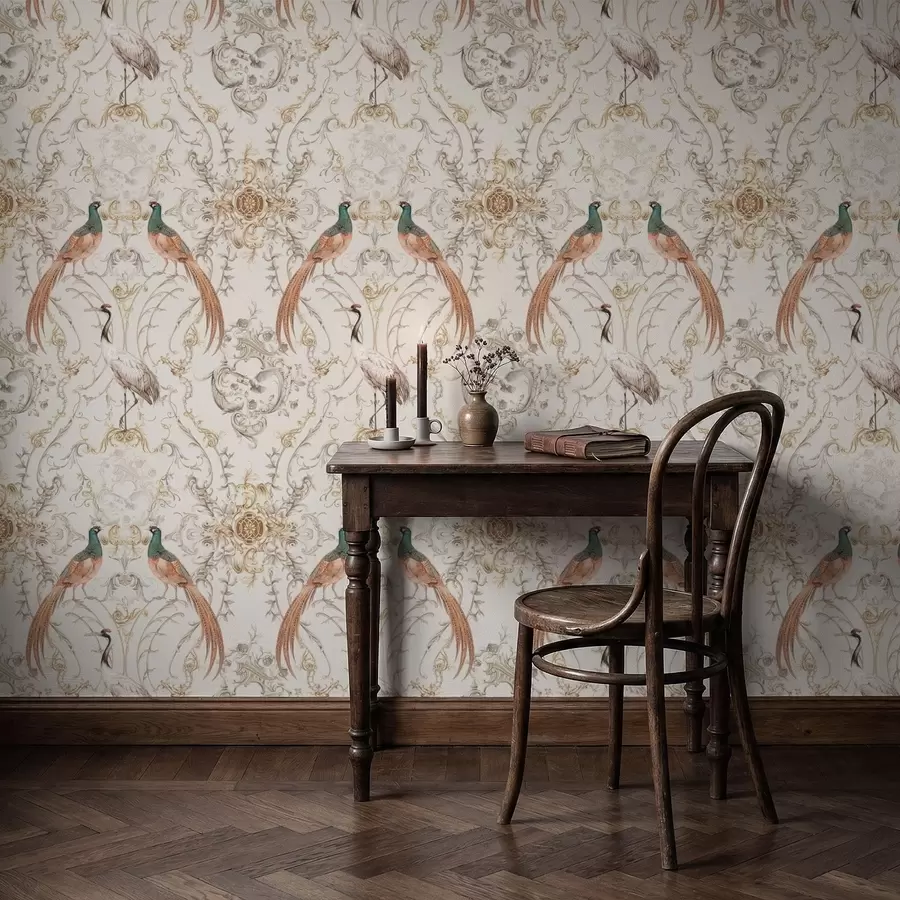 Fototapeta Wzór dekoracyjny z ptakami i motywami a01156