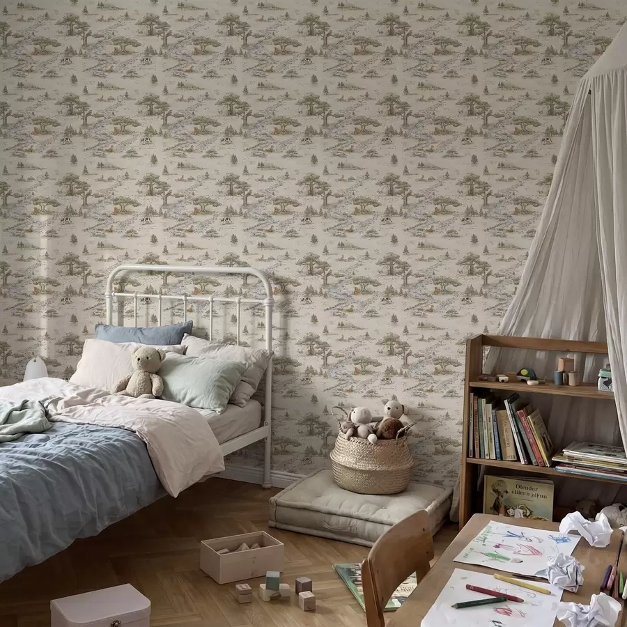 Fototapeta Ilustracja przyrodnicza przedstawiająca zwierzęta i rzekę a01157