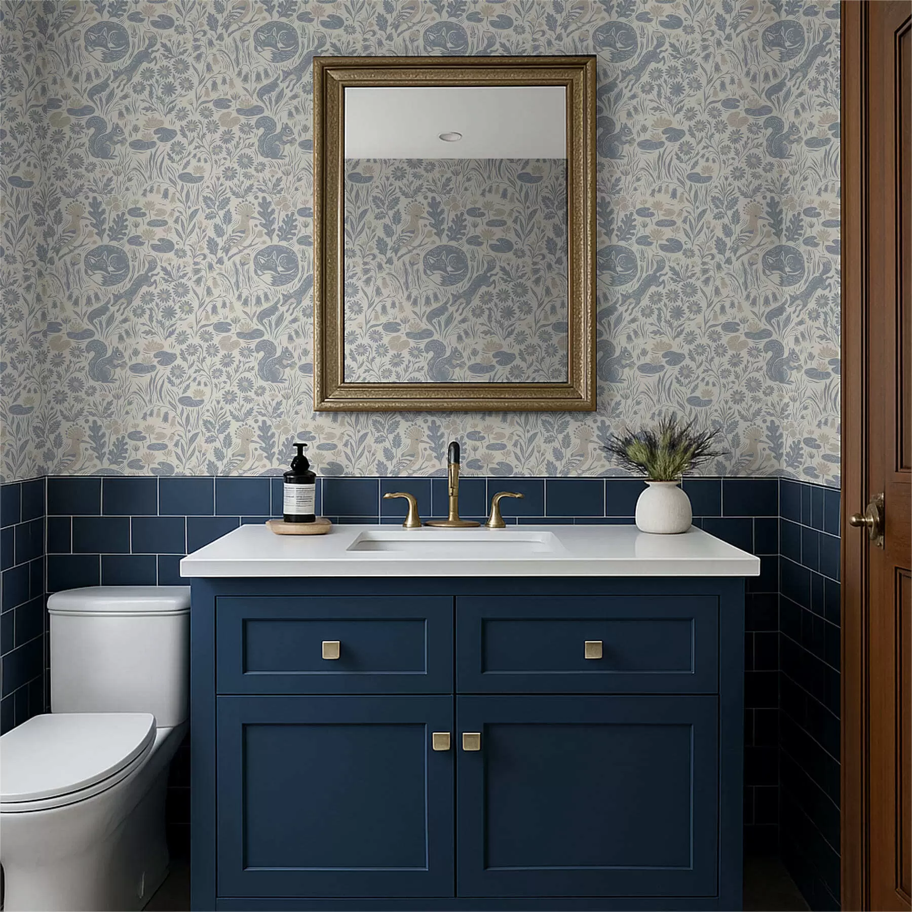 Fototapeta Wzór dekoracyjny z leśnymi zwierzętami a01158