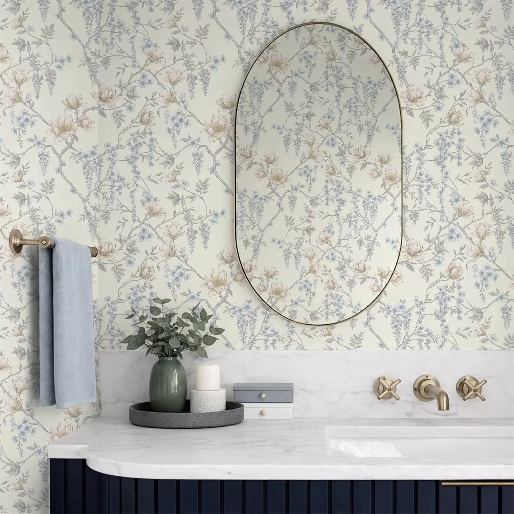 Fototapeta Delikatny kwiatowy wzór z gałązkami i kwiatami a01159