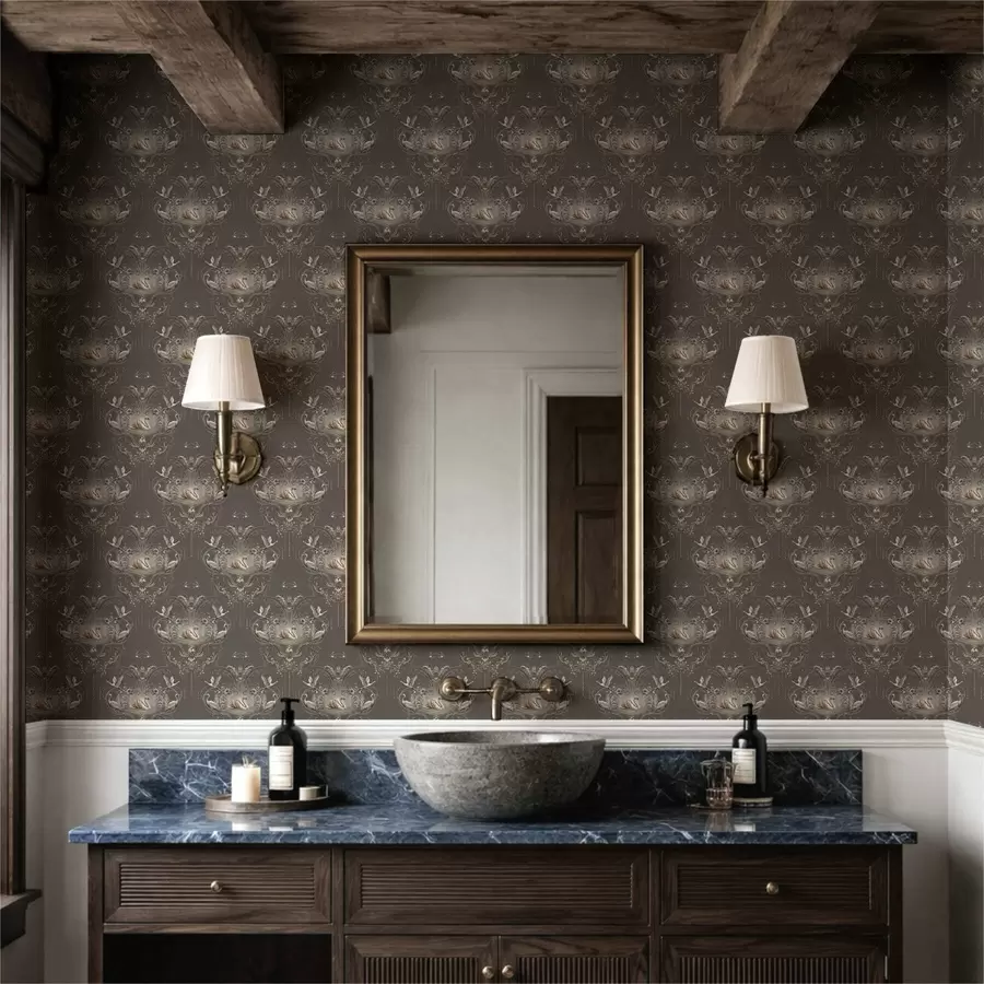 Fototapeta Ozdoba z łabędziami i ptakami w klasycznym stylu a01161