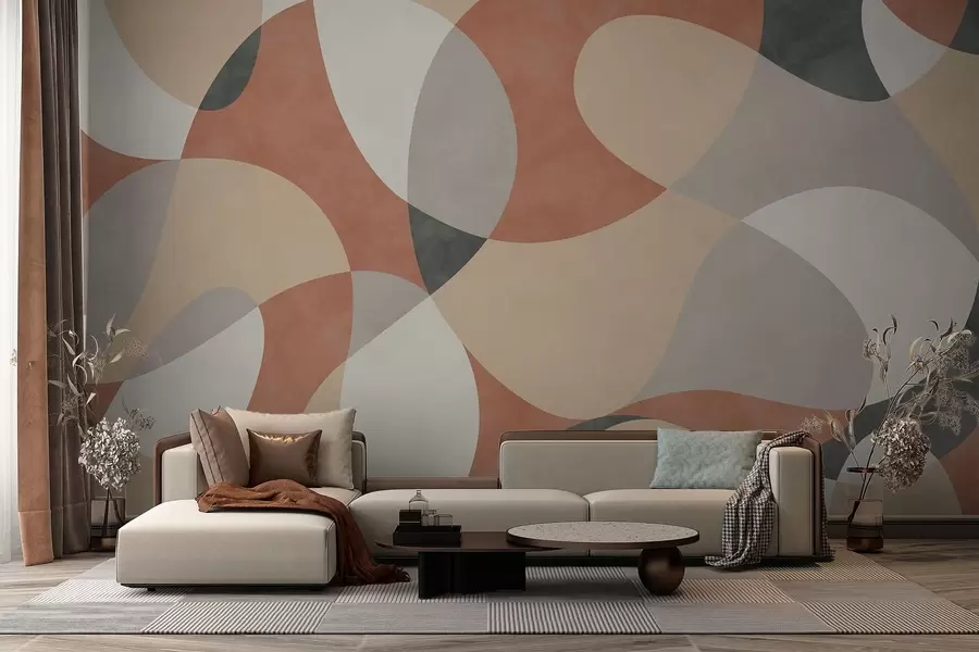 Fototapeta Abstrakcyjny wzór z zaokrąglonymi kształtami w ciepłych odcieniach w05149v1