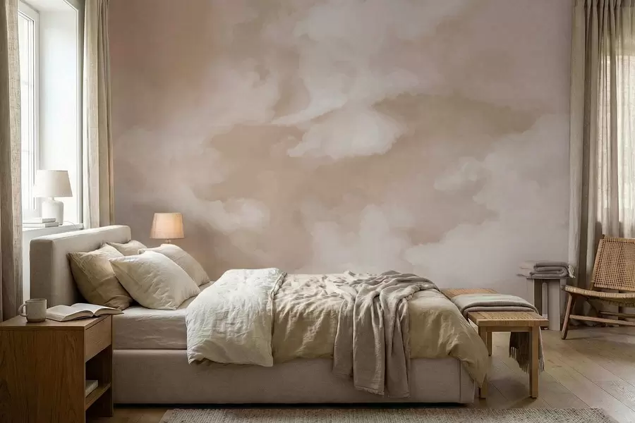 Fototapeta Delikatne, rozmyte tło w ciepłych beżowych odcieniach w05426