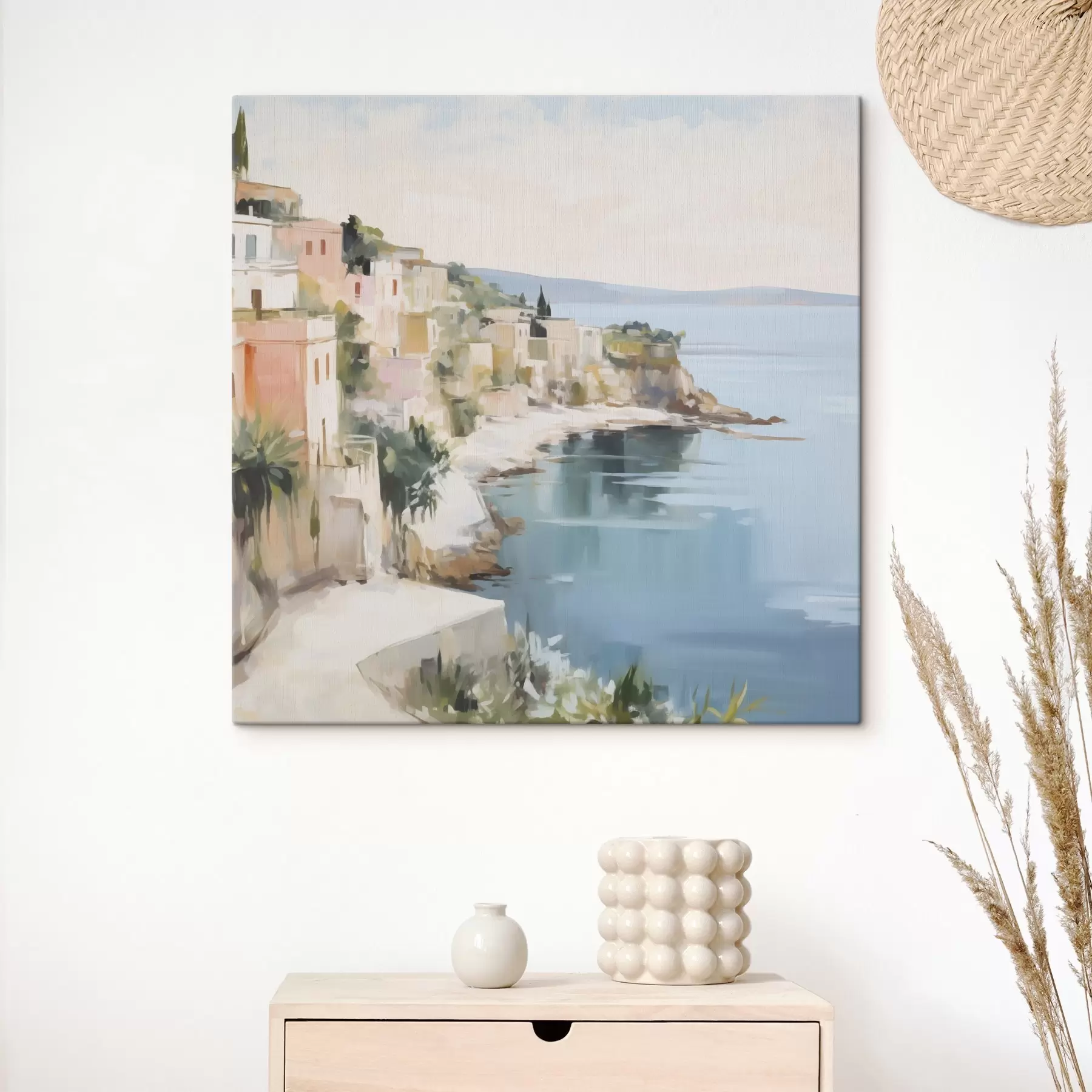 Obraz Krajobraz nadmorskiego miasteczka – imitacja obrazu s48675